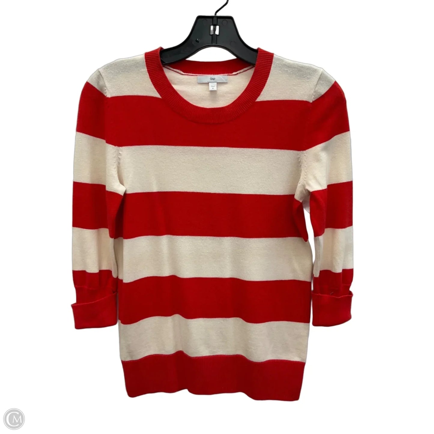 Top 3/4 Sleeve By Gap In Striped Pattern, Size: S
