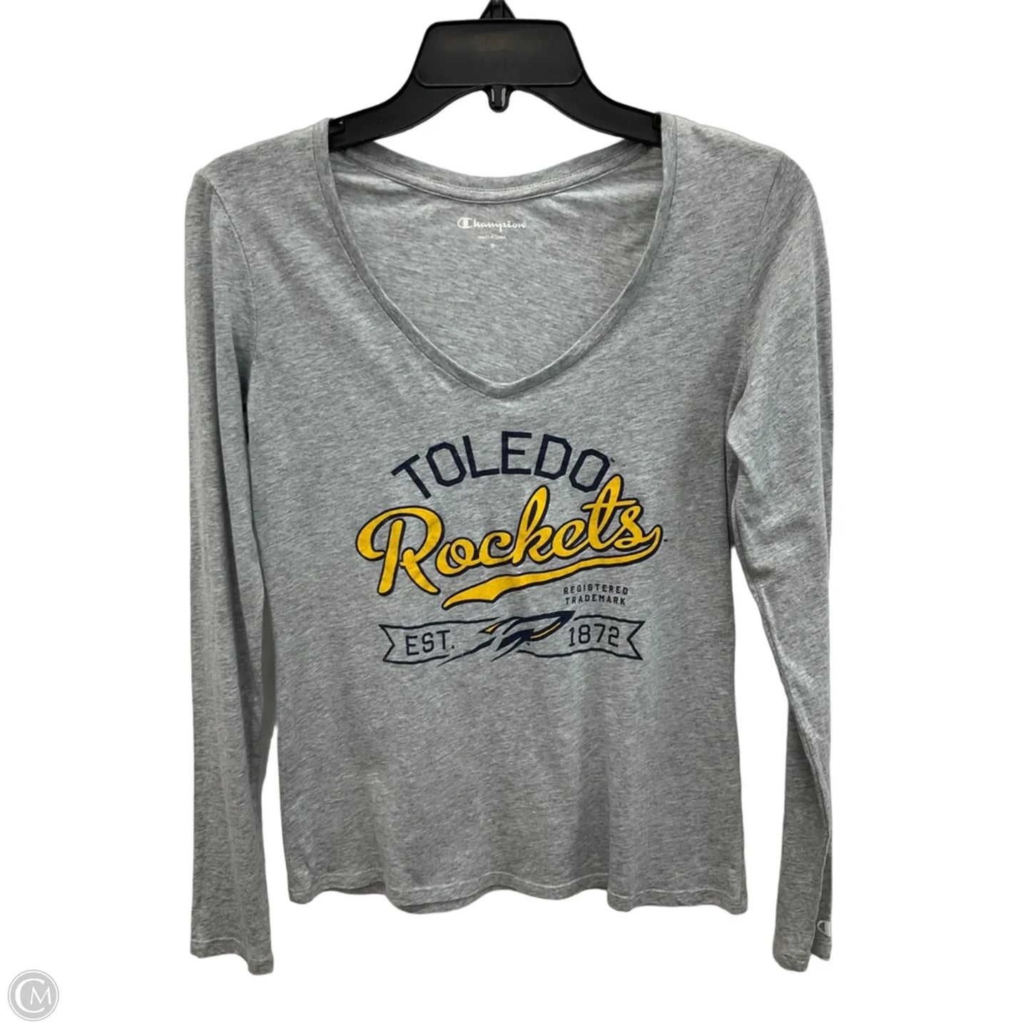 Top Long Sleeve By Champion In Grey, Size: S