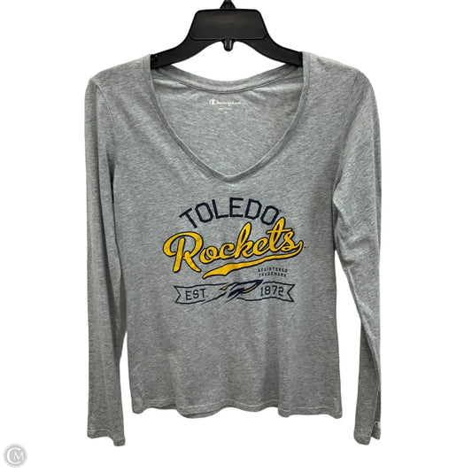 Top Long Sleeve By Champion In Grey, Size: S