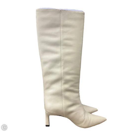 Boots Mid-calf Heels By Zara In Cream, Size: 7.5