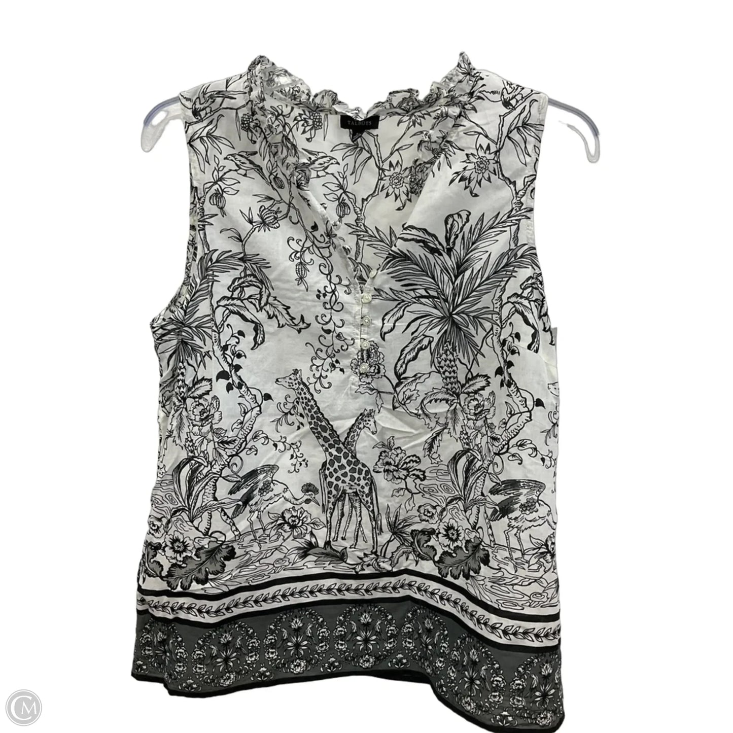 Top Sleeveless By Talbots In Black & White, Size: S