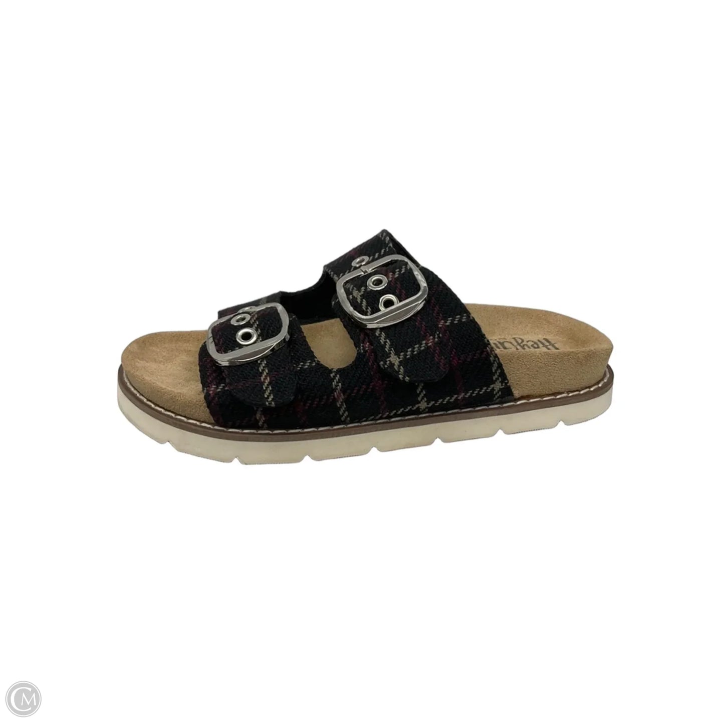 Sandals Flats By Corkys In Plaid Pattern, Size: 6