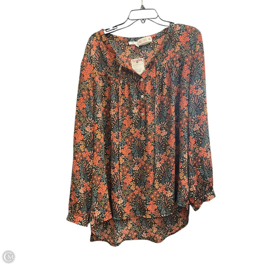 Top Long Sleeve By Dr2 In Floral Print, Size: Xxl