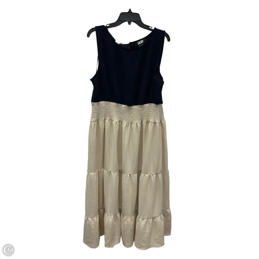 Dress Casual Maxi By Dkny In Blue & Cream, Size: 16