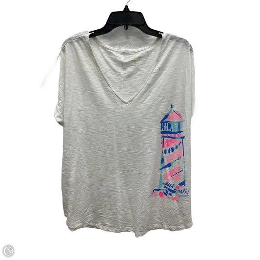 Top Short Sleeve Designer By Lilly Pulitzer In White, Size: Xl