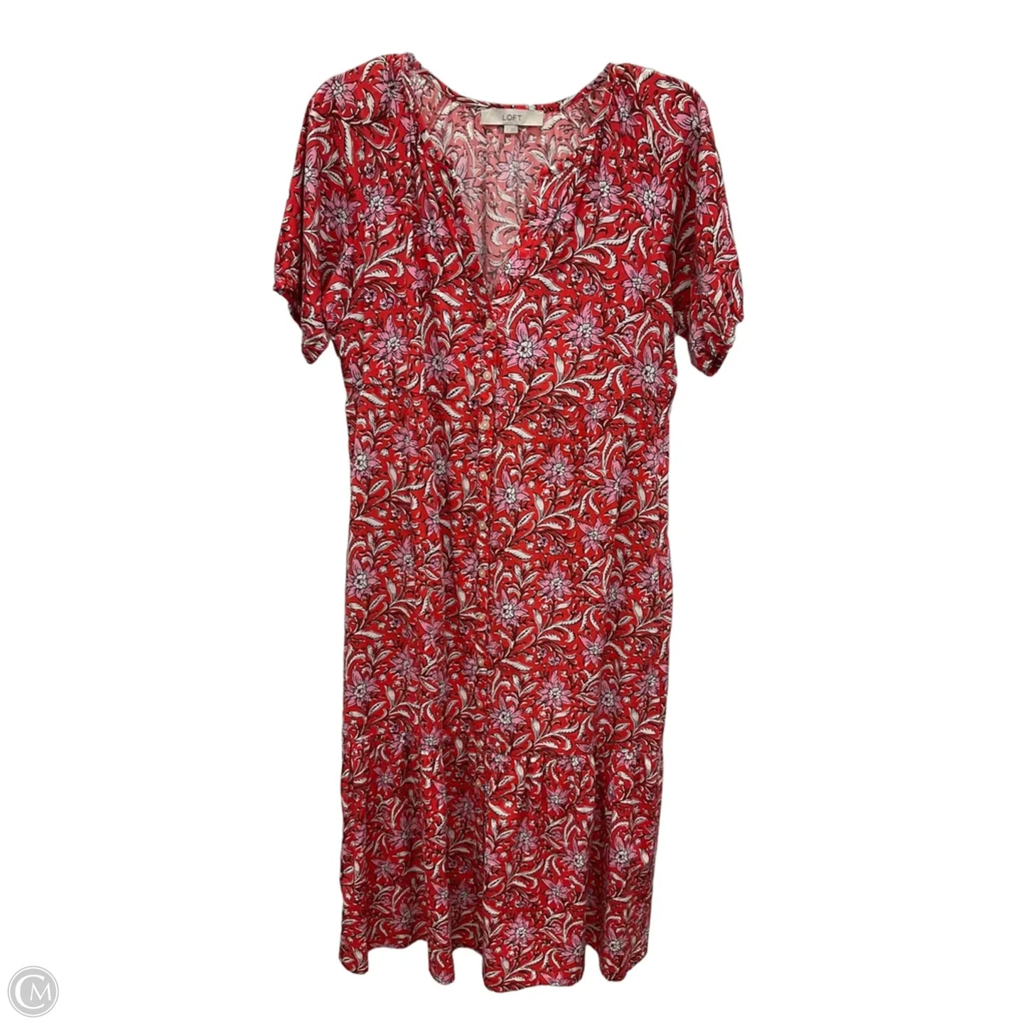 Dress Casual Midi By Loft In Red, Size: S