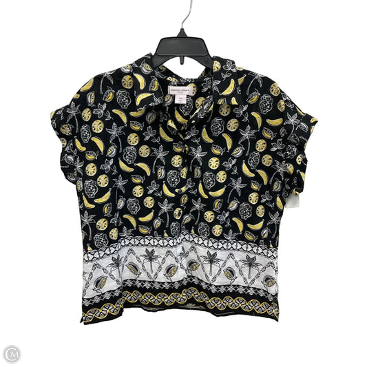 Blouse Short Sleeve By Allison Daley In Black & Yellow, Size: M