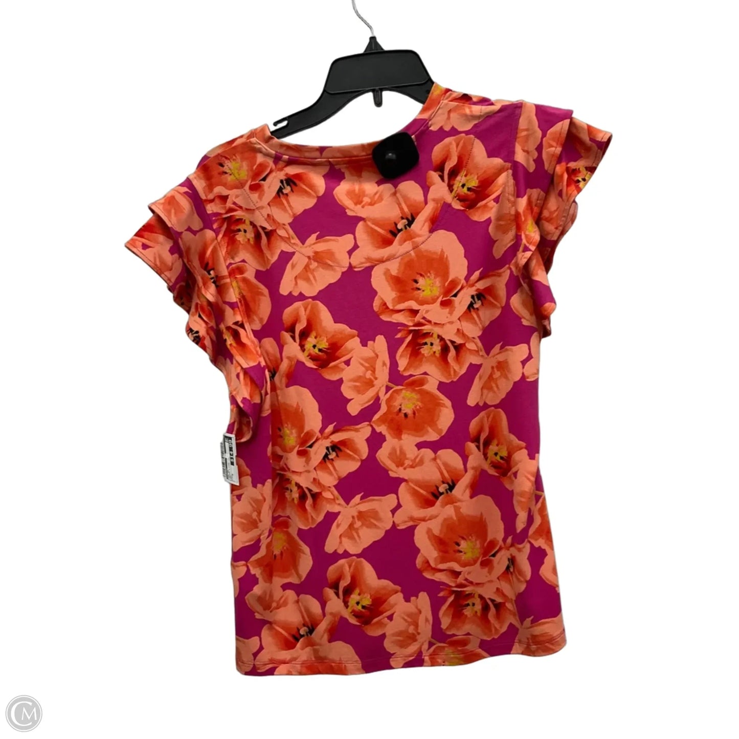 Top Short Sleeve By Chicos In Orange & Pink, Size: M