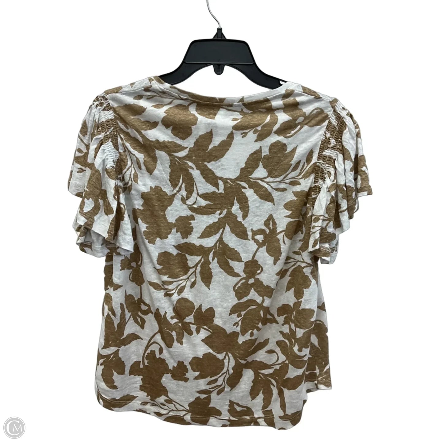 Top Short Sleeve By Chicos In Brown & White, Size: M