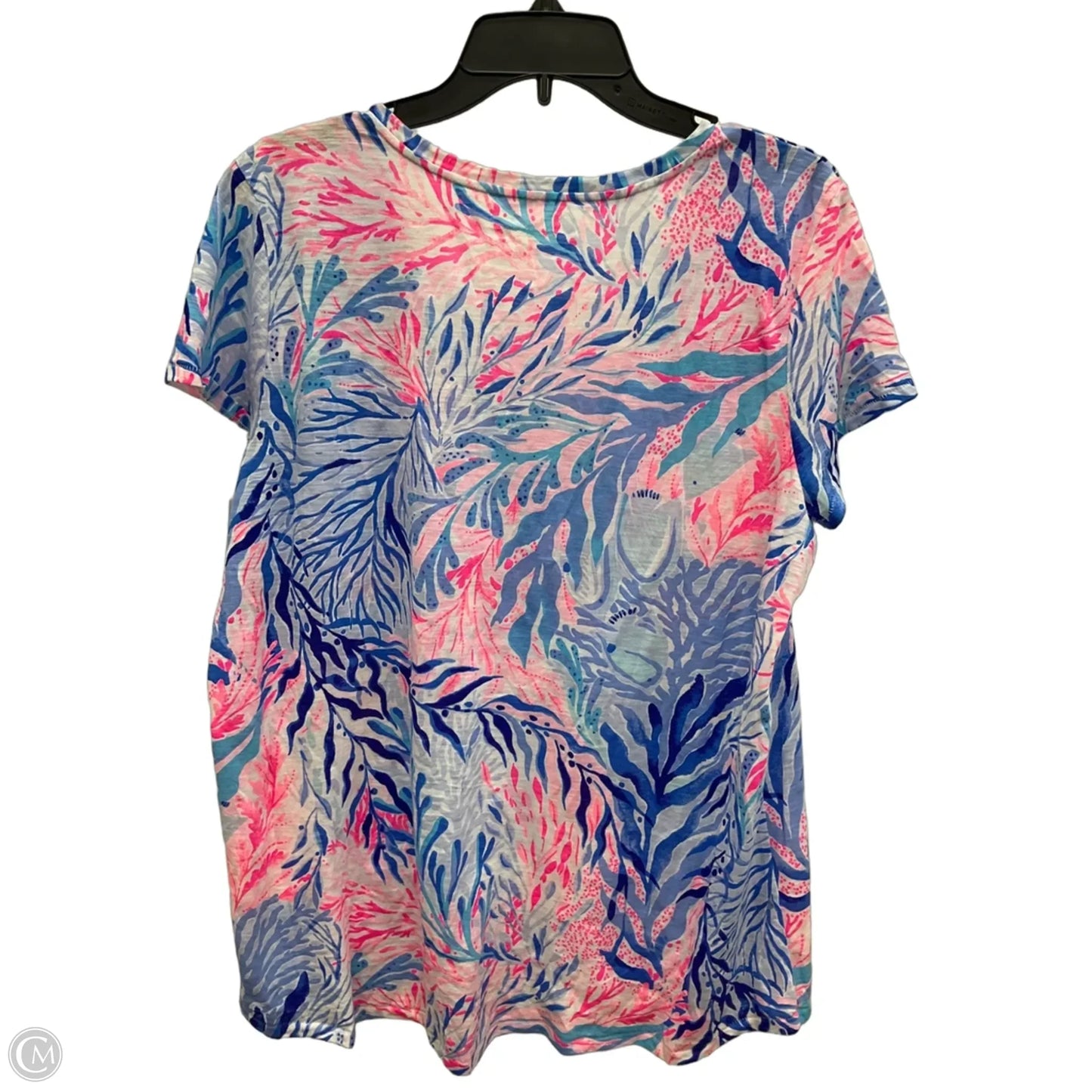 Top Short Sleeve Designer By Lilly Pulitzer In Blue & Pink, Size: Xl