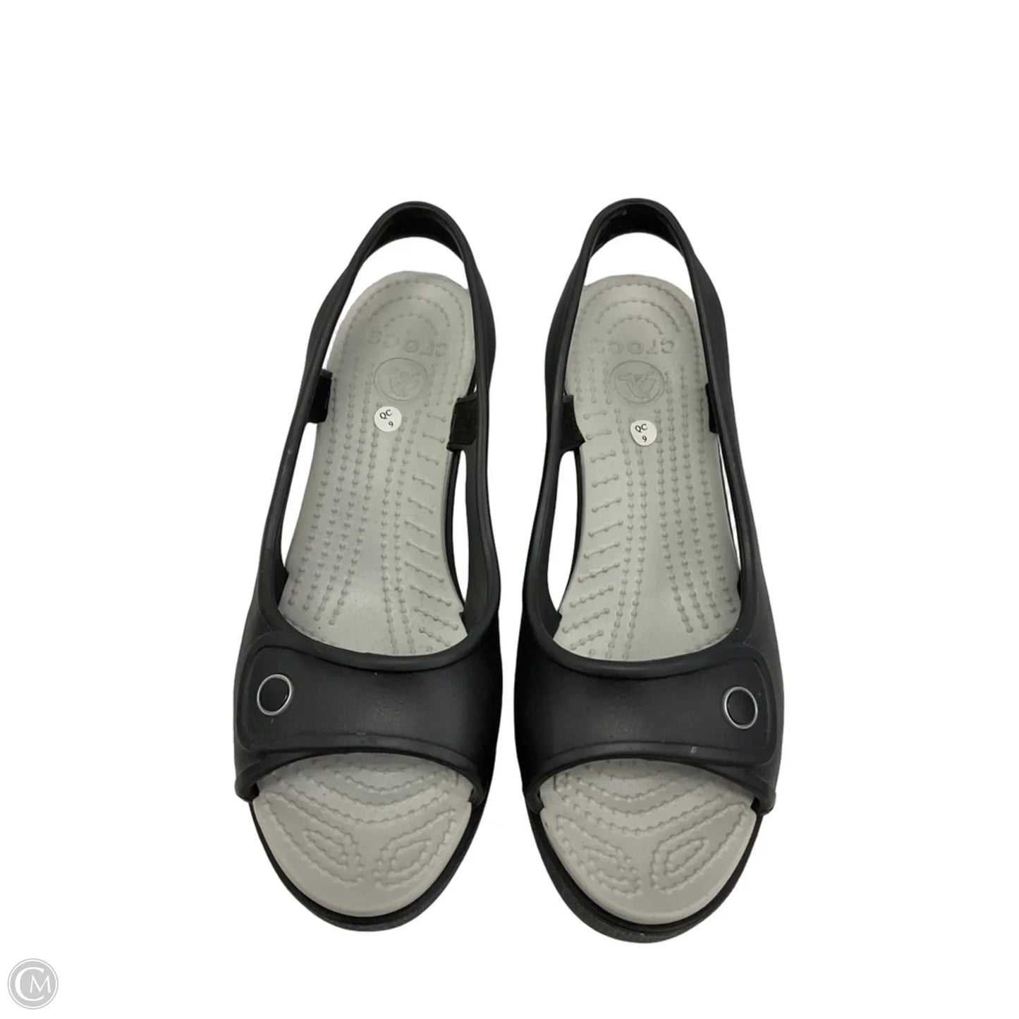 Sandals Heels Platform By Crocs In Black, Size: 6