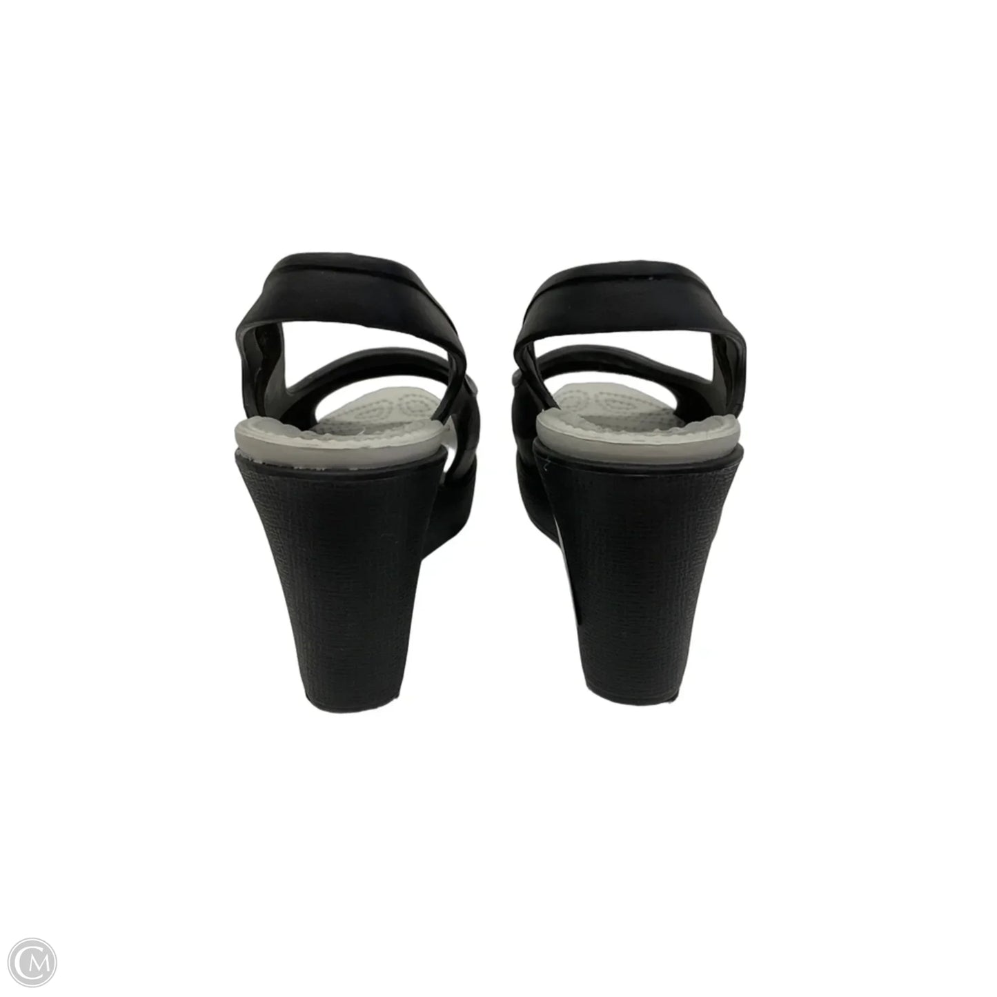 Sandals Heels Platform By Crocs In Black, Size: 6