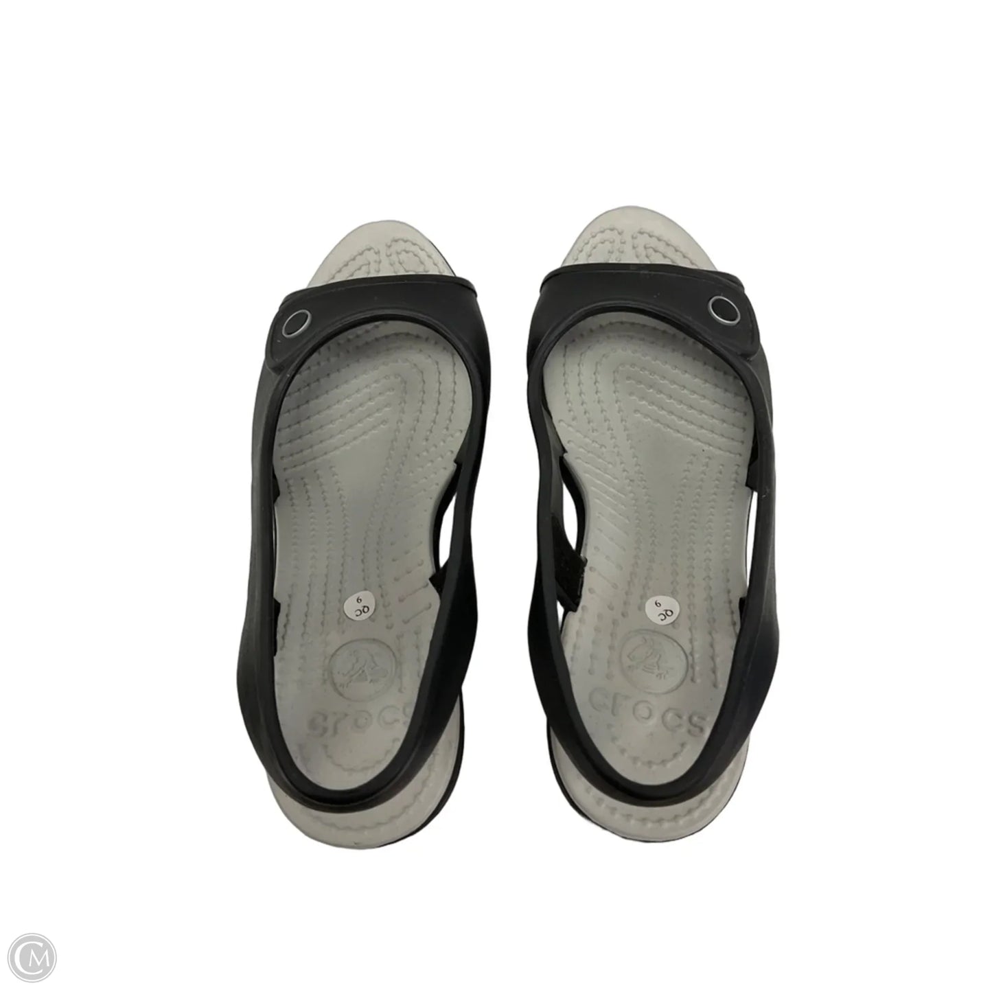 Sandals Heels Platform By Crocs In Black, Size: 6