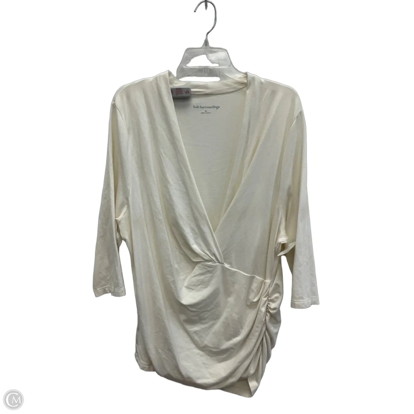 Top Short Sleeve By Soft Surroundings In White, Size: 2x