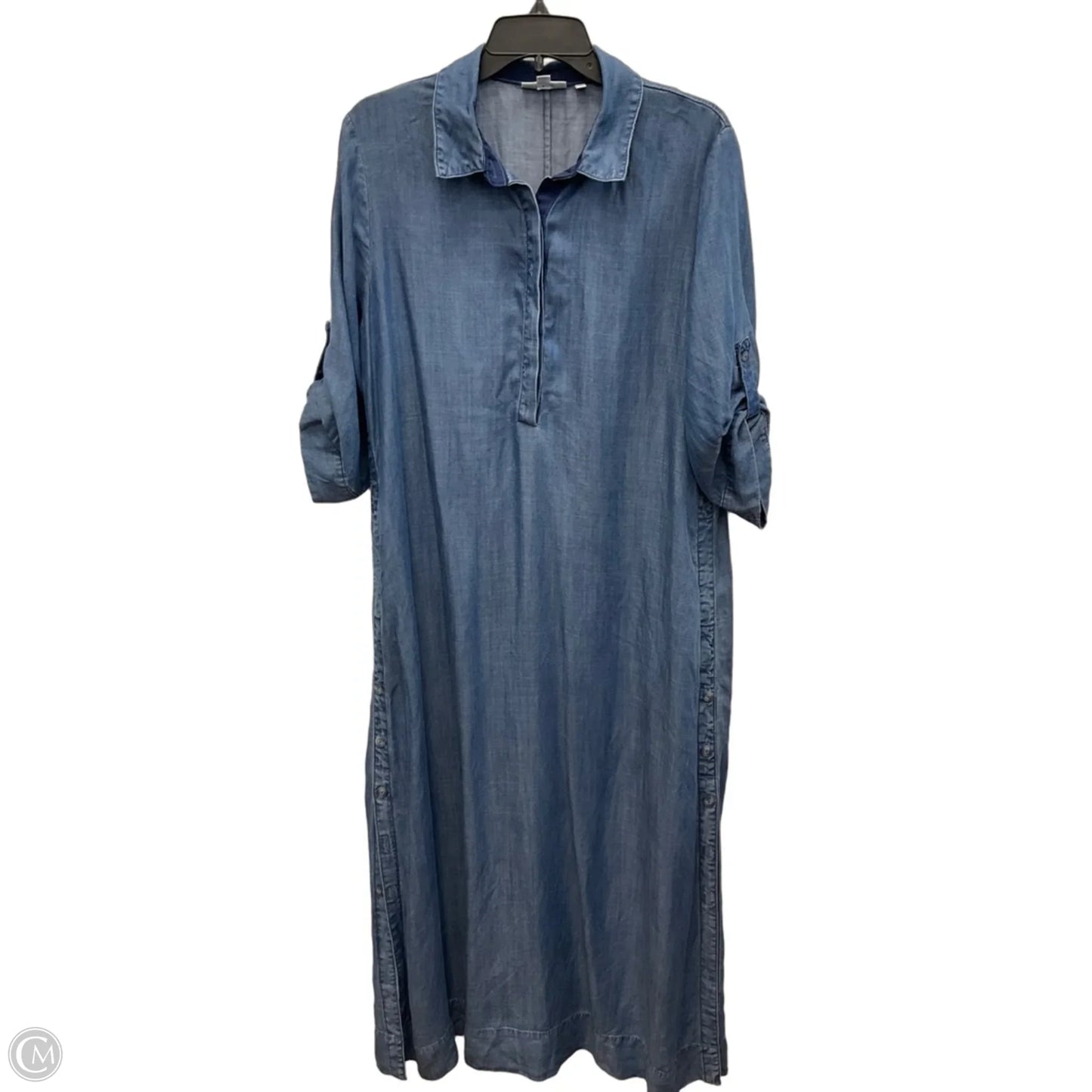 Dress Casual Maxi By Chicos In Blue Denim, Size: L