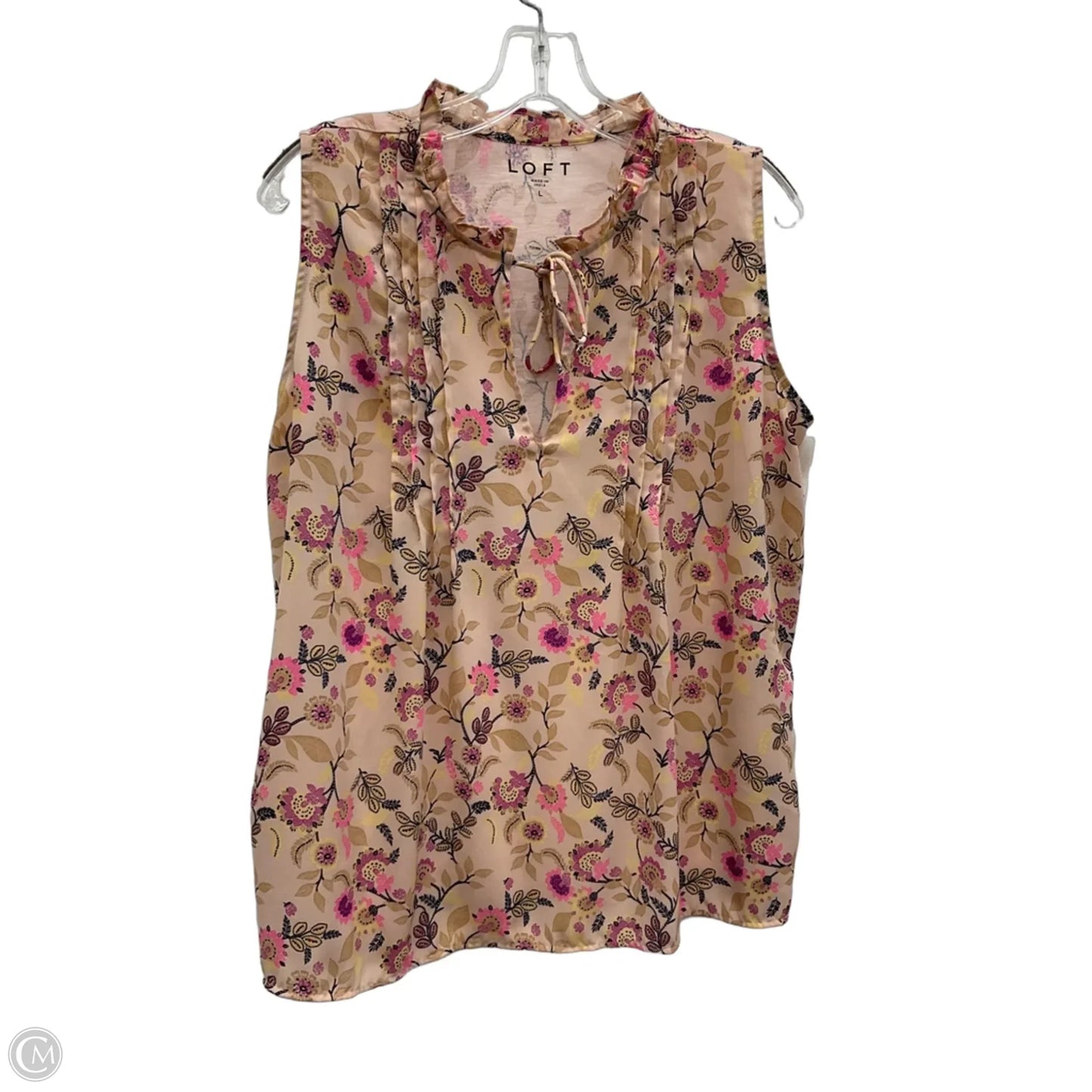 Top Sleeveless By Loft In Pink, Size: L
