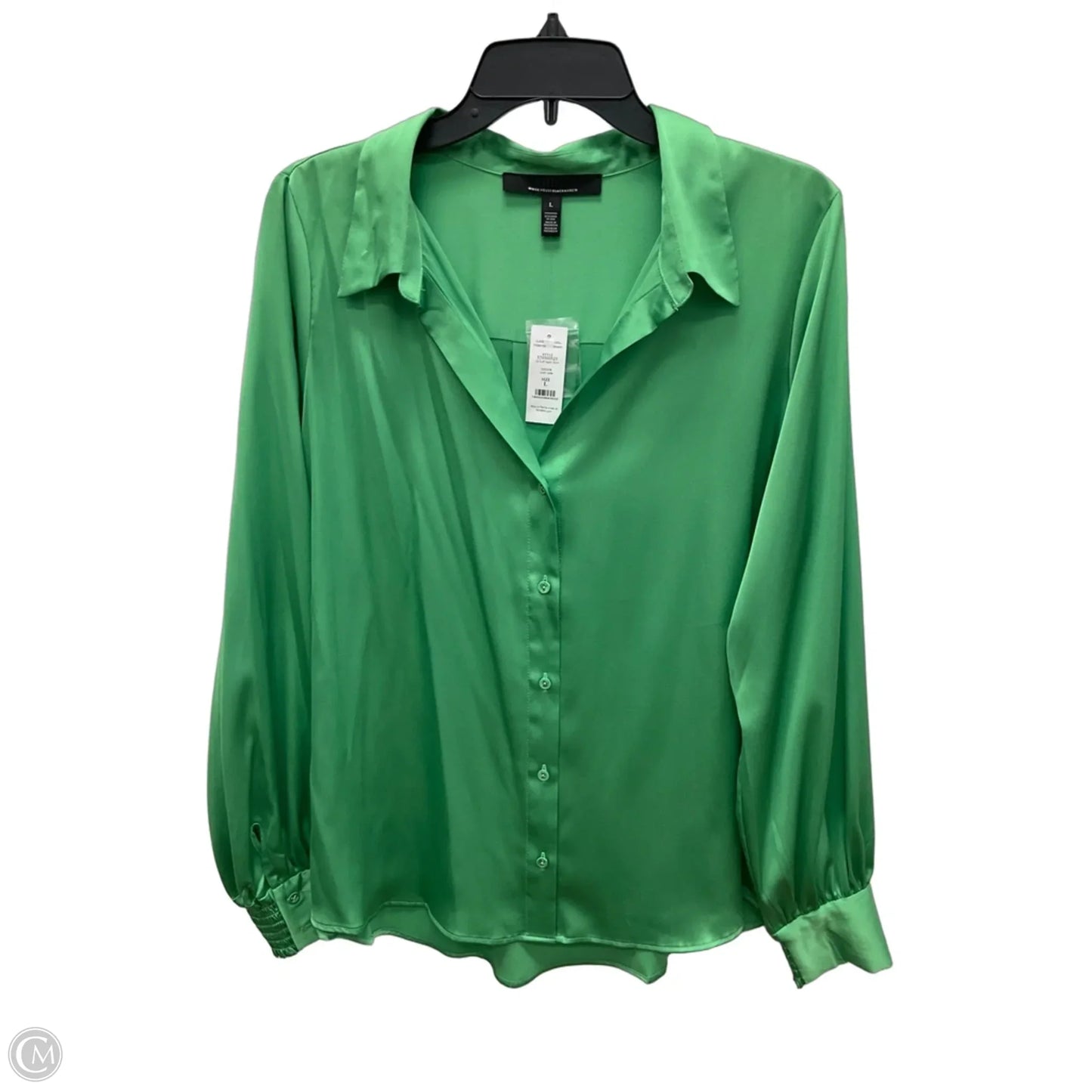 Blouse Long Sleeve By White House Black Market In Green, Size: L
