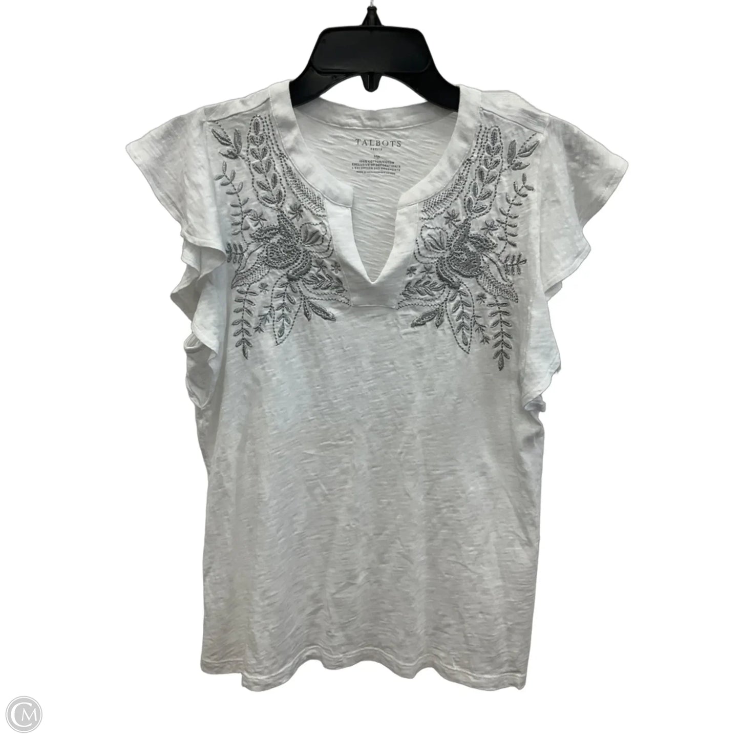 Top Short Sleeve By Talbots In White, Size: Mp