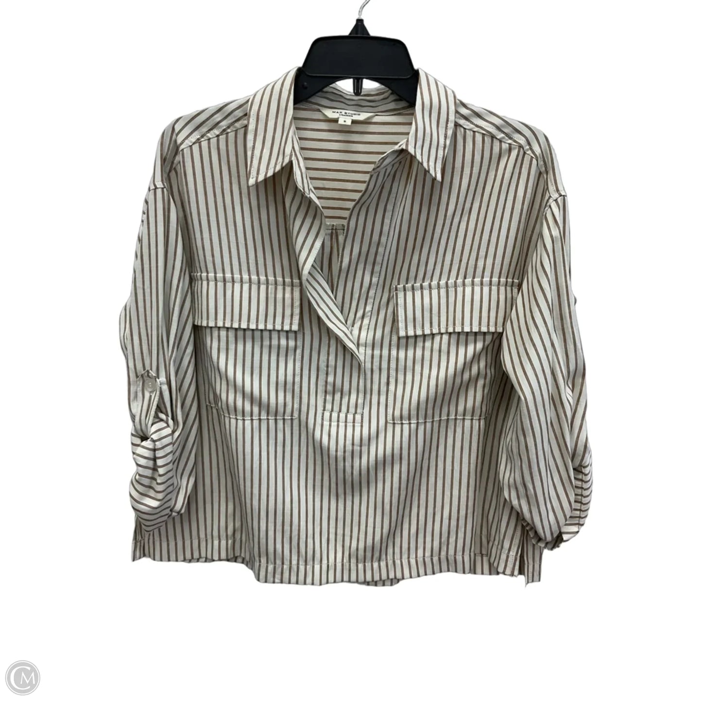 Blouse Long Sleeve By Max Studio In Tan, Size: S
