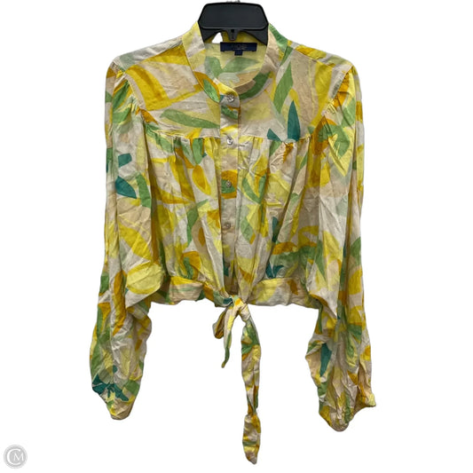 Top Long Sleeve By Rachel Roy In Green & Yellow, Size: L
