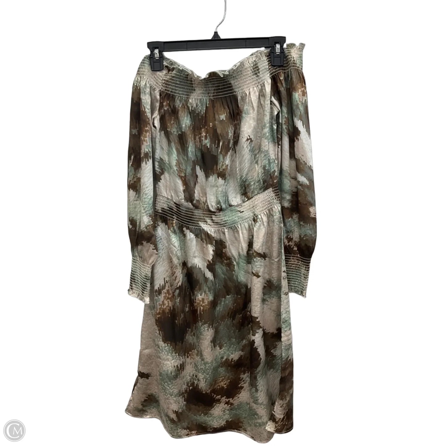 Dress Casual Midi By White House Black Market In Brown & Green, Size: S