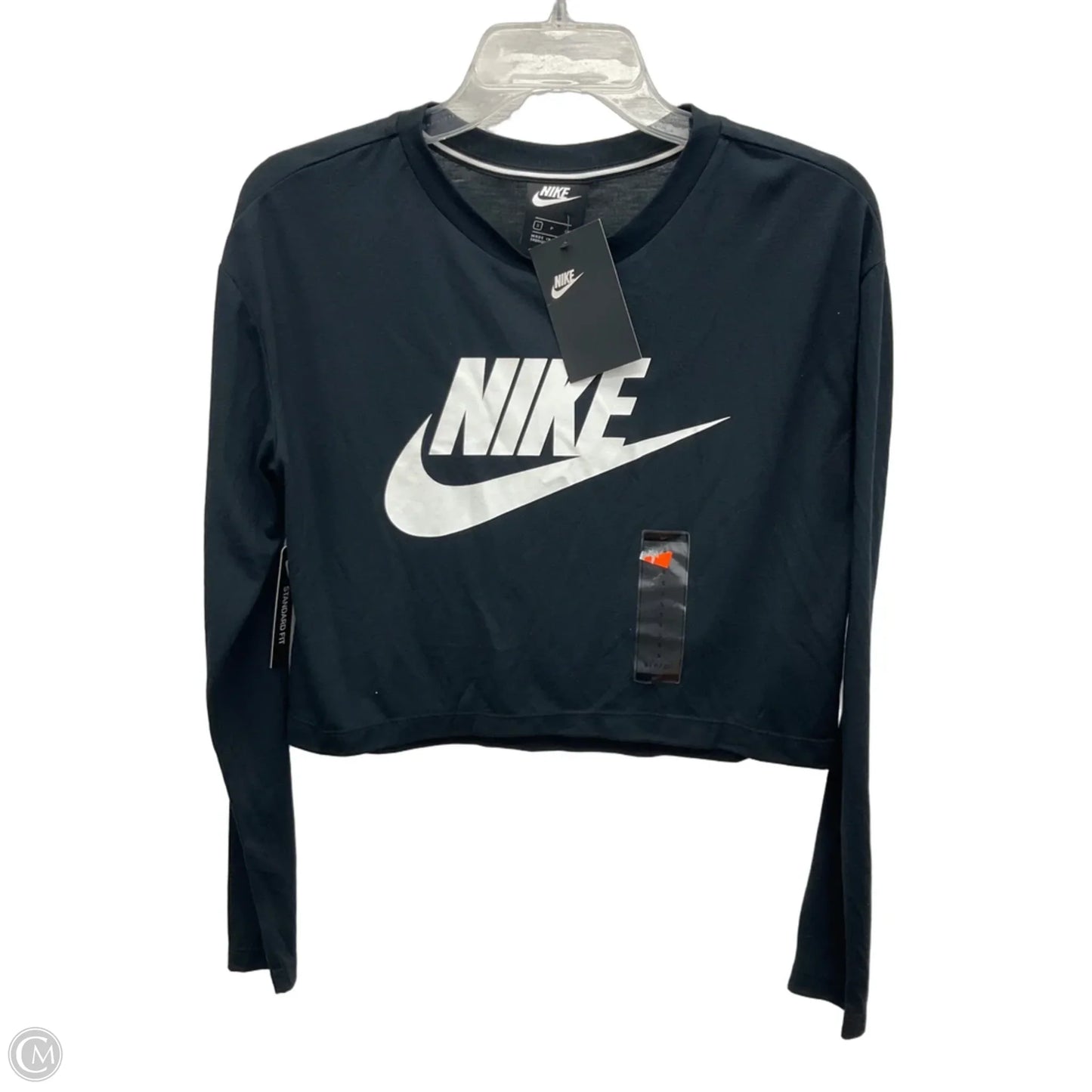 Athletic Top Long Sleeve Collar By Nike Apparel In Black, Size: S