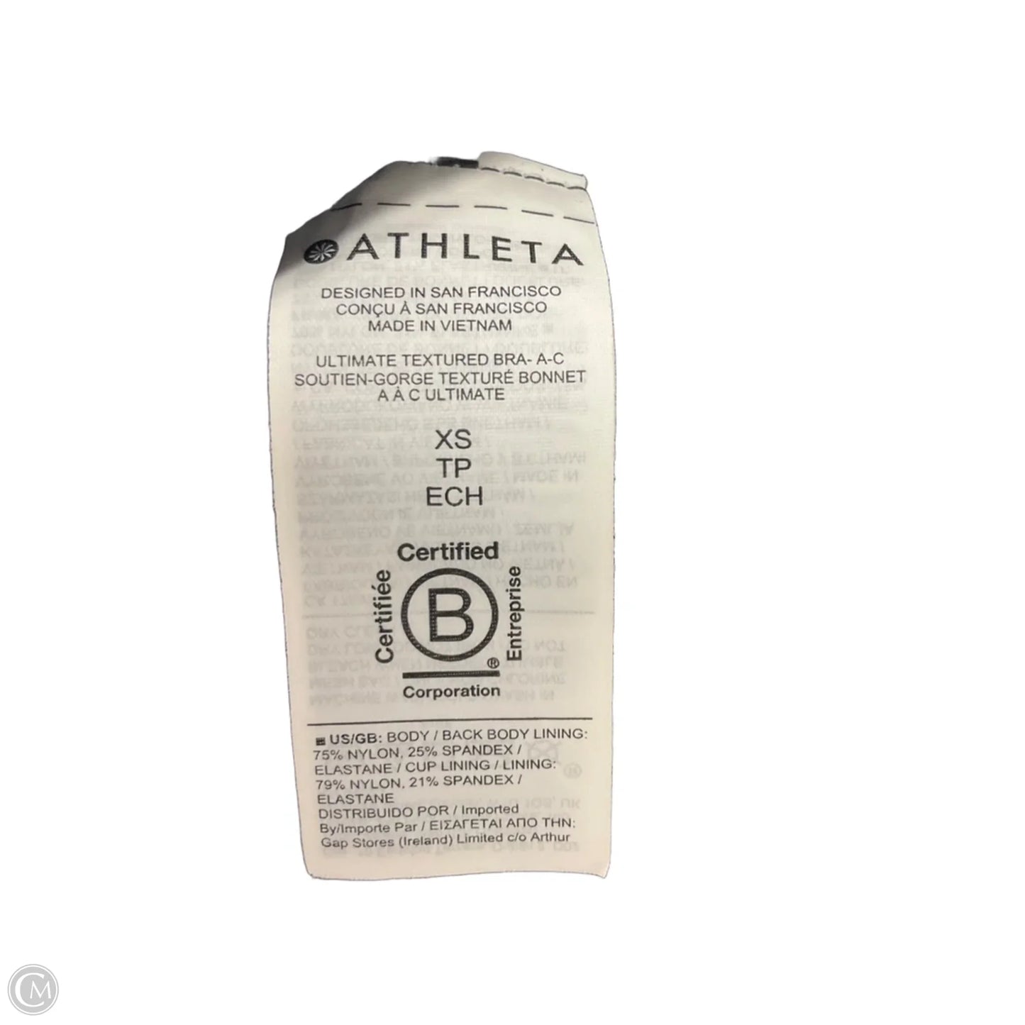 Athletic Bra By Athleta In Black & Grey, Size: Xs