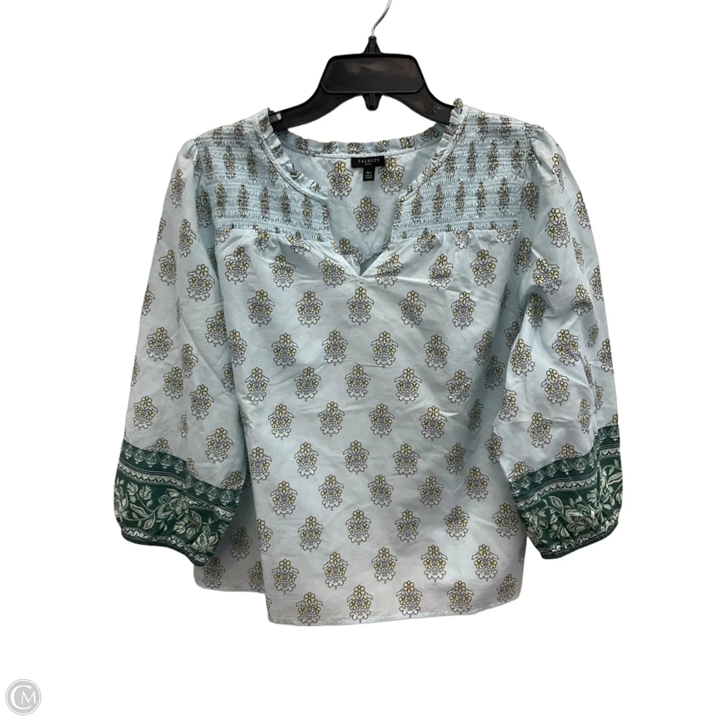 Top 3/4 Sleeve By Talbots In Green, Size: Xlp