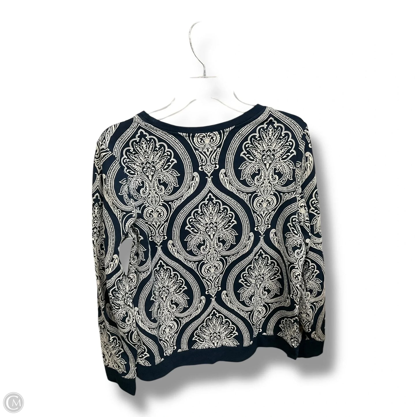 Top Long Sleeve By Lands End In Blue & White, Size: M