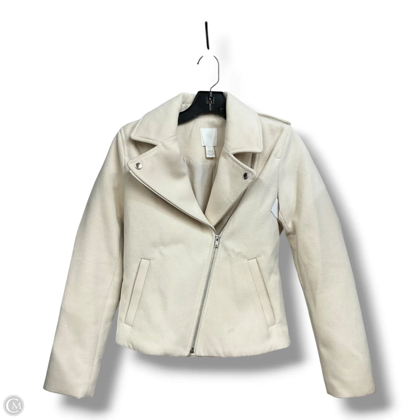 Jacket Moto By H&m In Cream, Size: Xs