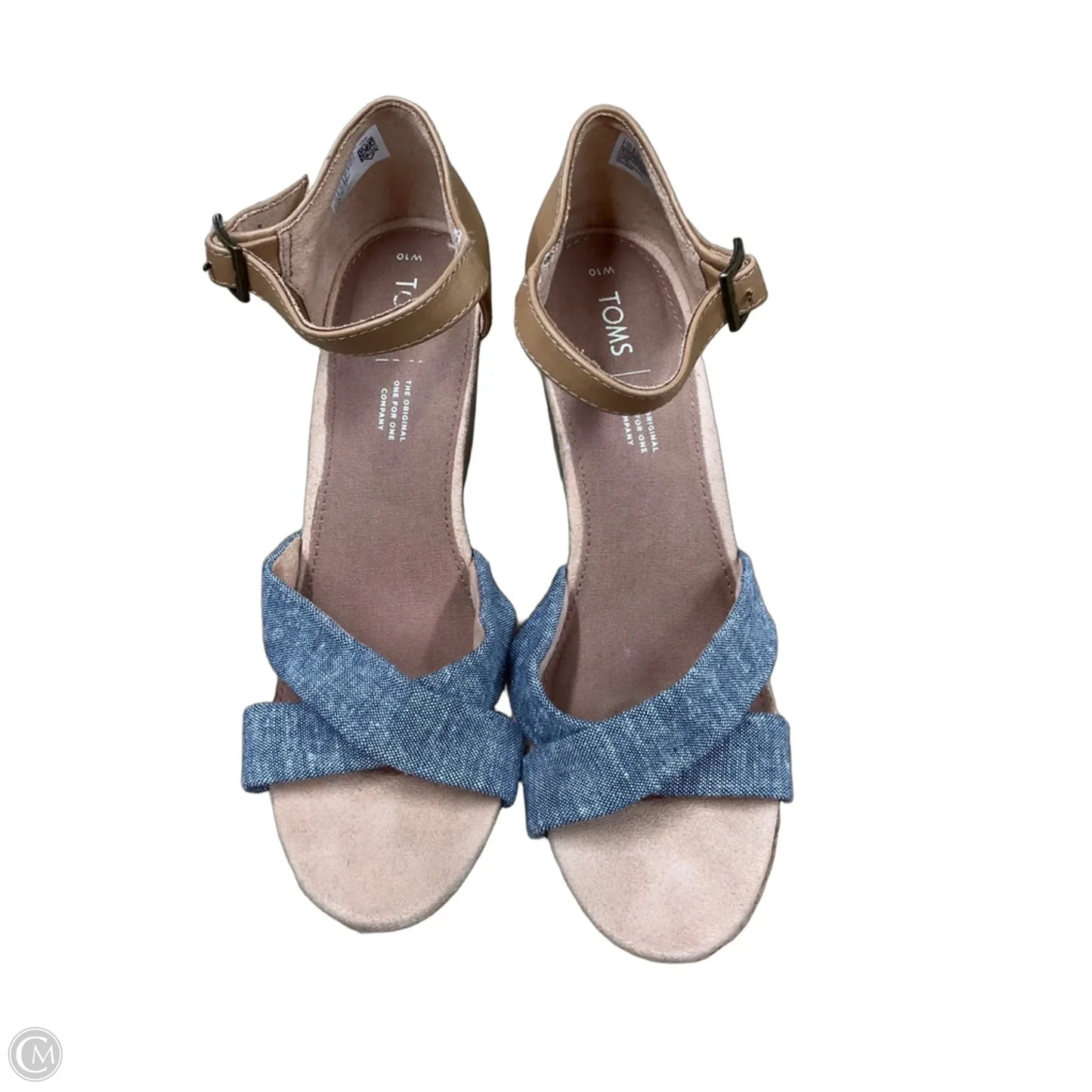 Sandals Heels Wedge By Toms In Blue & Tan, Size: 10