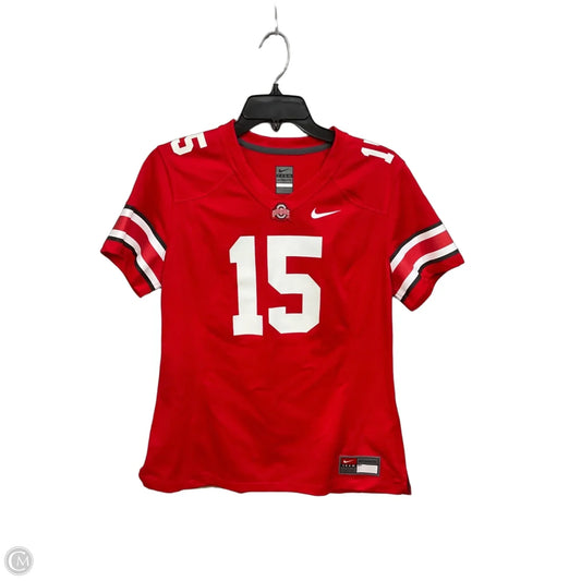 Top Short Sleeve By Nike Apparel In Red & White, Size: M