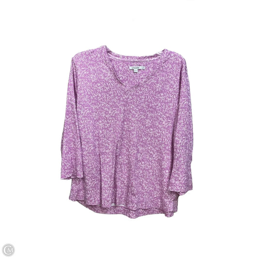 Top 3/4 Sleeve By Chicos In Purple & White, Size: Xl