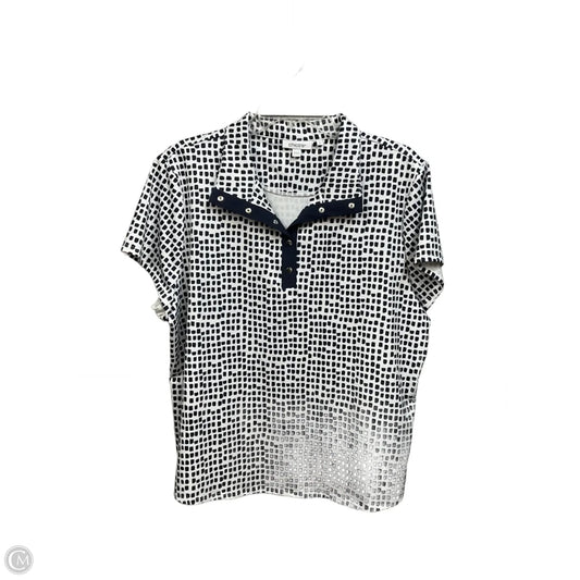 Top Short Sleeve By Chicos In Blue & White, Size: Xl