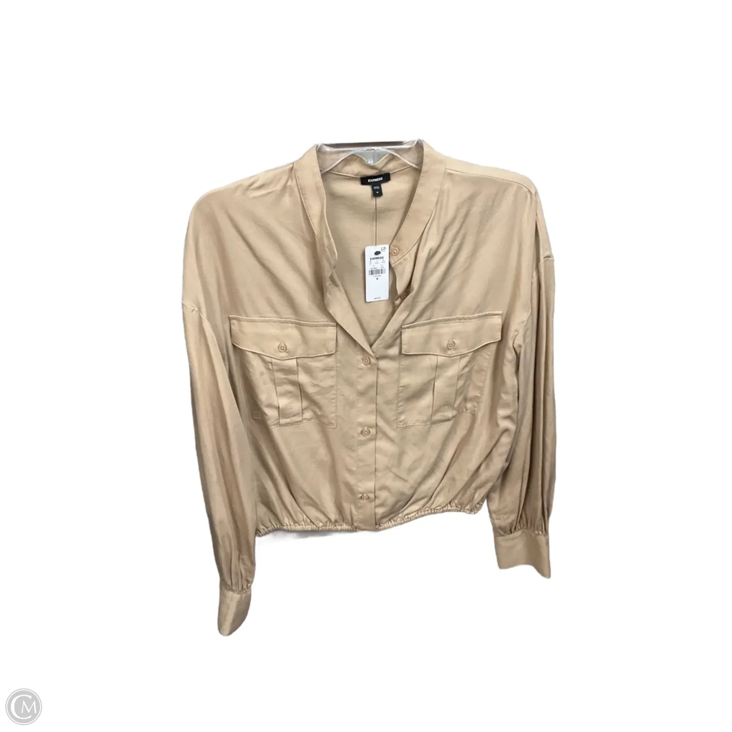 Blouse Long Sleeve By Express In Tan, Size: M