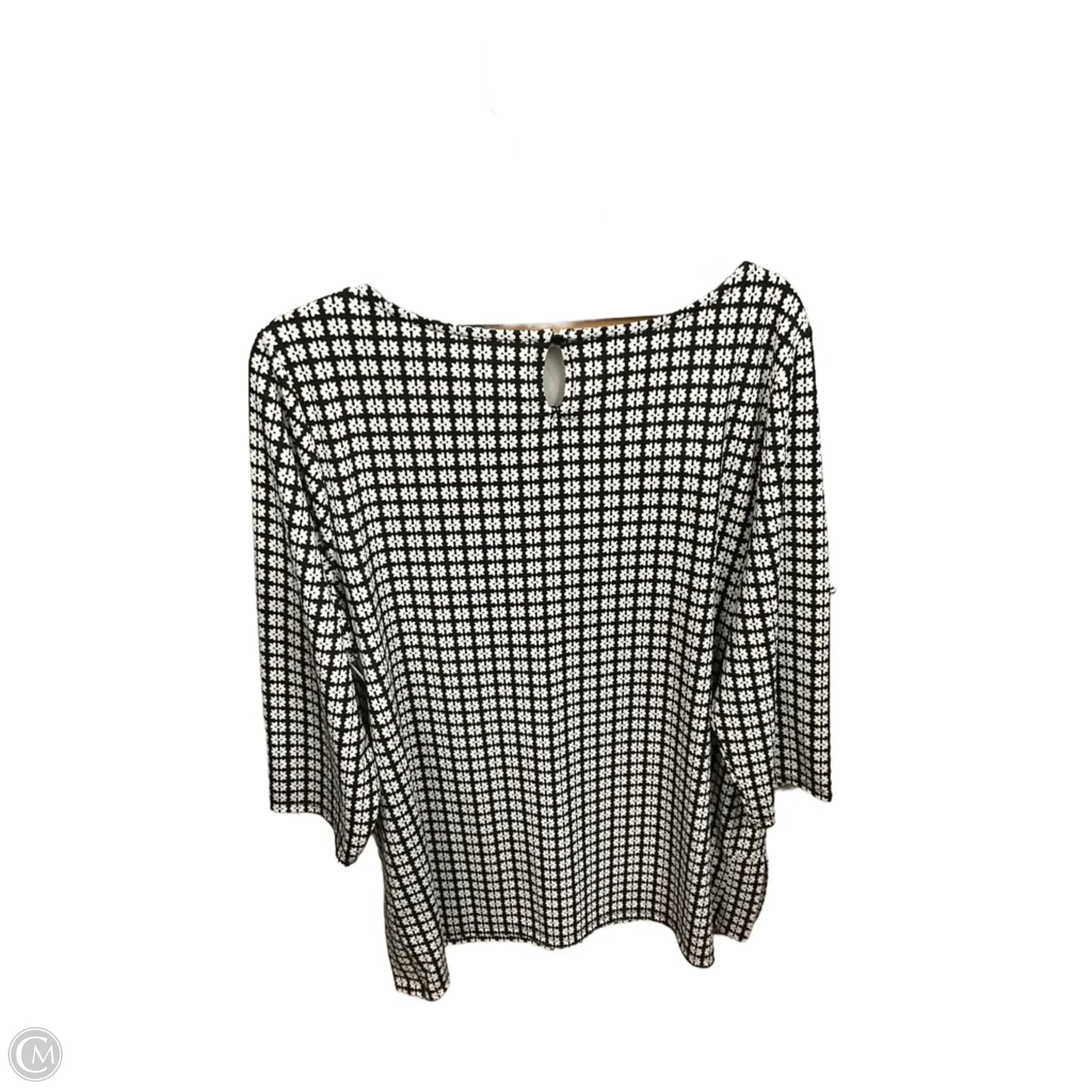 Top 3/4 Sleeve By Talbots In Black & White, Size: 1x