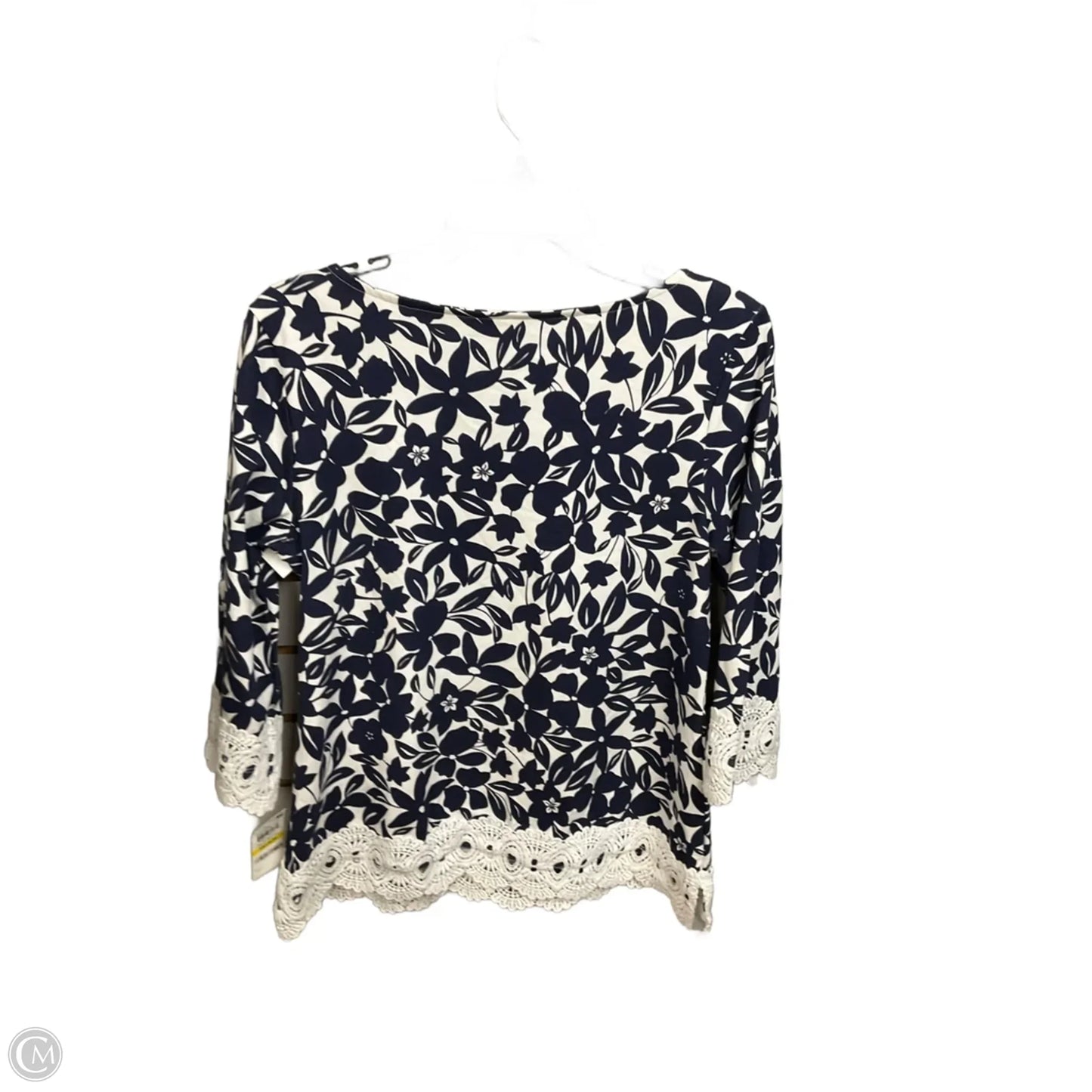Top 3/4 Sleeve By Charter Club In Floral Print, Size: M