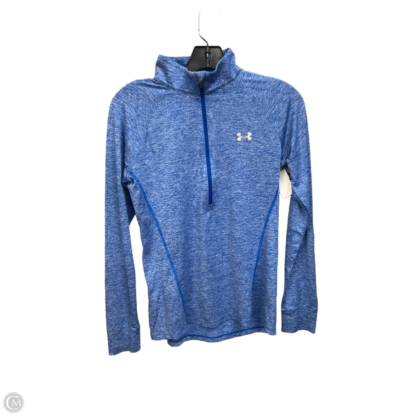 Athletic Top Long Sleeve Collar By Under Armour In Blue, Size: S