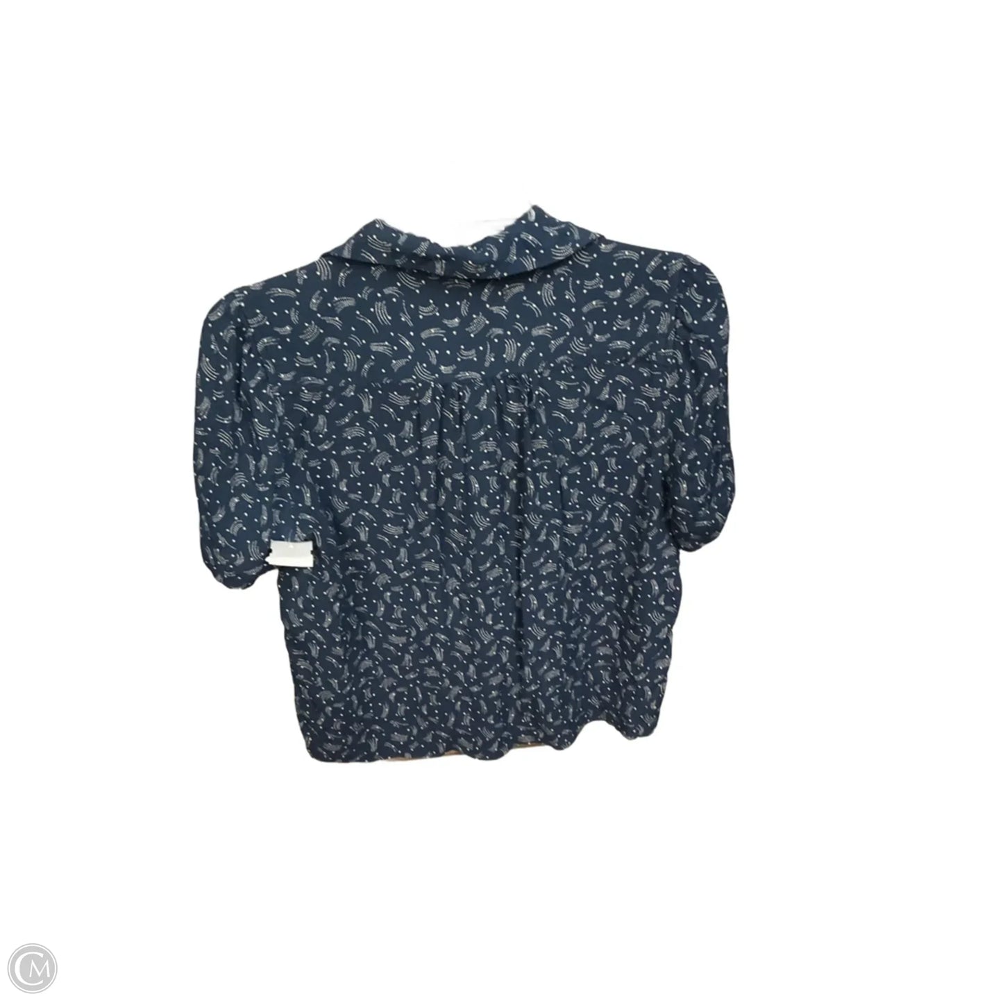 Blouse Short Sleeve By Free Assembly In Blue & White, Size: M