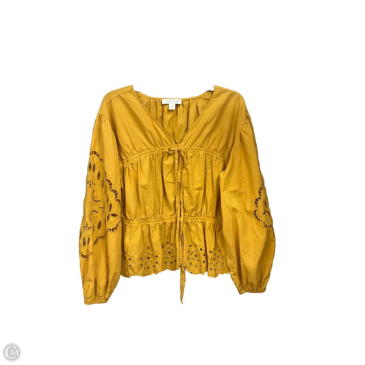 Blouse Long Sleeve By Treasure And Bond In Yellow, Size: M