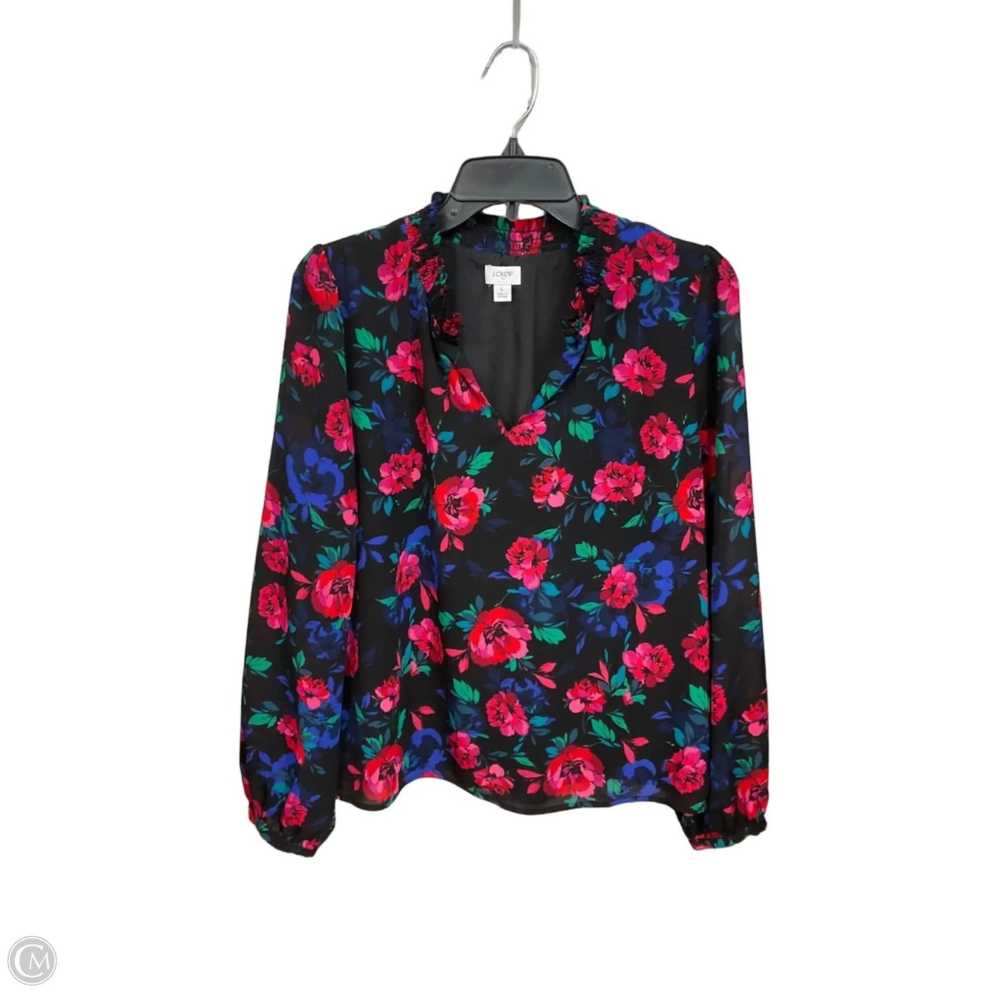 Blouse Long Sleeve By J. Crew In Floral Print, Size: L