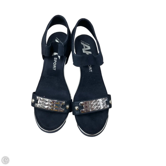 Shoes Heels Wedge By Anne Klein In Black & Gold, Size: 8