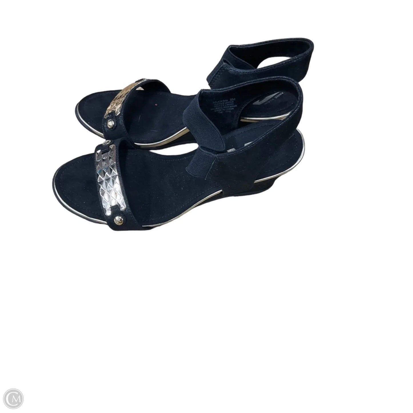 Shoes Heels Wedge By Anne Klein In Black & Gold, Size: 8