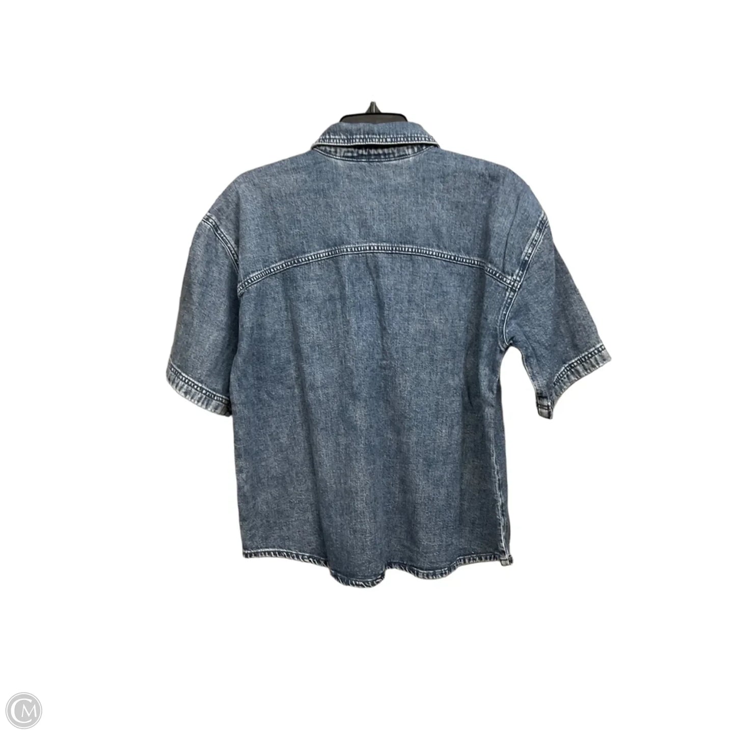 Blouse Short Sleeve By Clothes Mentor In Blue Denim, Size: M