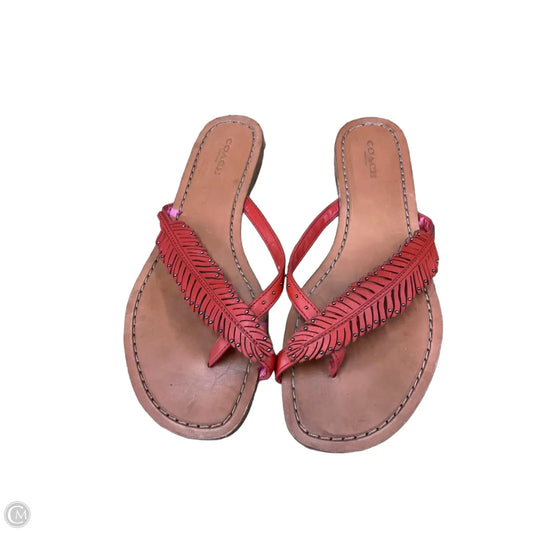 Sandals Designer By Coach In Brown & Red, Size: 9