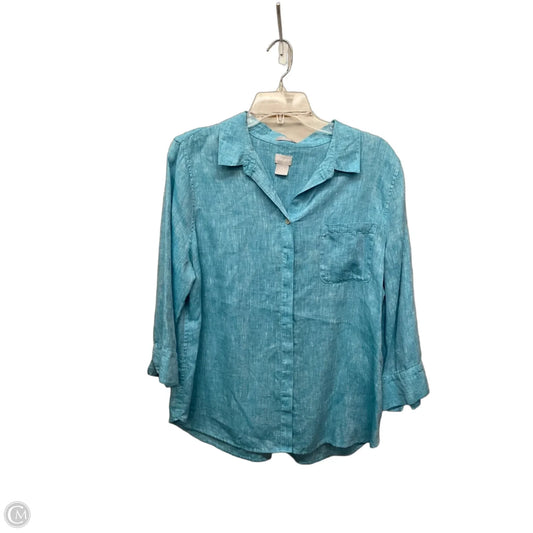 Blouse 3/4 Sleeve By Chicos In Blue, Size: Xl