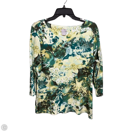 Top 3/4 Sleeve By Chicos In Floral Print, Size: L
