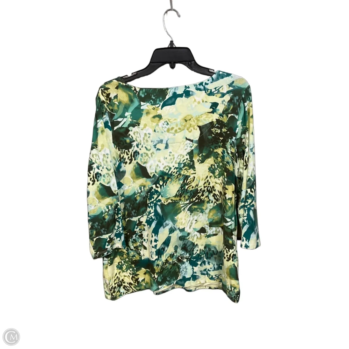 Top 3/4 Sleeve By Chicos In Floral Print, Size: L