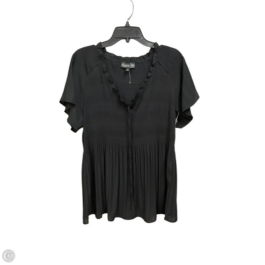 Top Short Sleeve By Harper In Black, Size: L