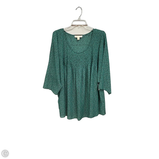 Top 3/4 Sleeve By Michael By Michael Kors In Black & Green, Size: 3x